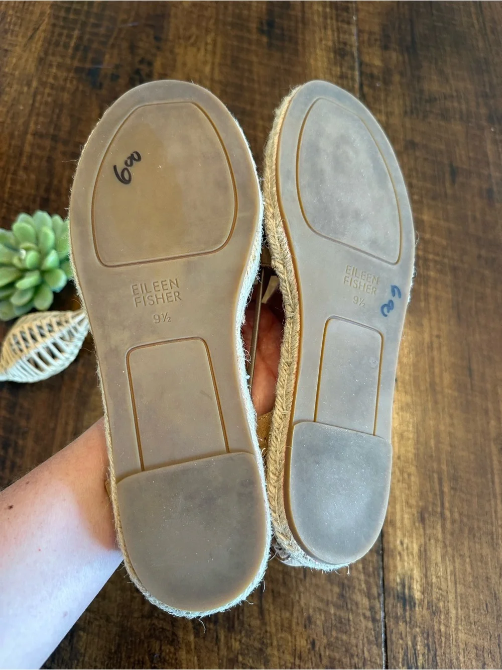Eileen Fisher | Lee 2 Espadrilles Flats, Perforated Latte Leather, Size 9.5